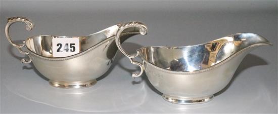 Pair silver sauceboats